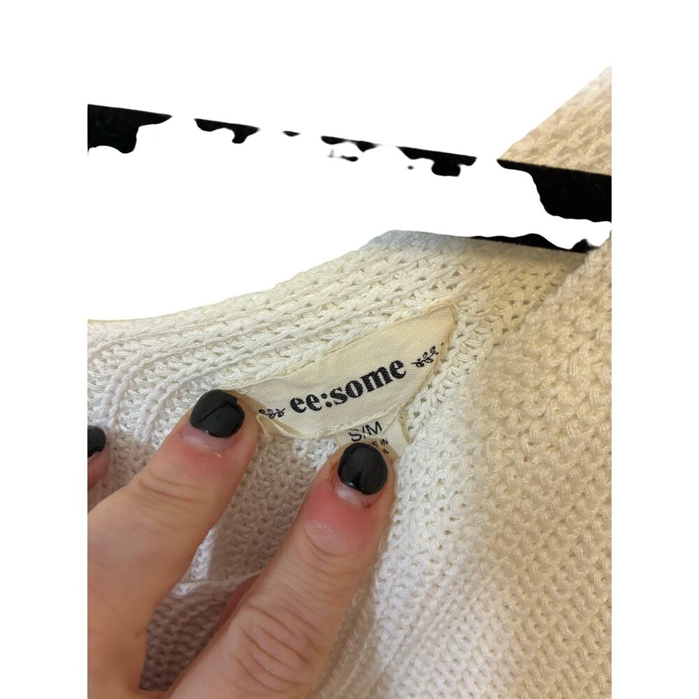 ee:some s/m women's Coastal Open Knit Sleeveless Tank Top White Boho Beachy - Picture 3 of 5